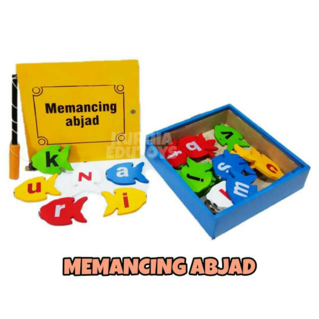 MAINAN KAYU MEMANCING ABJAD