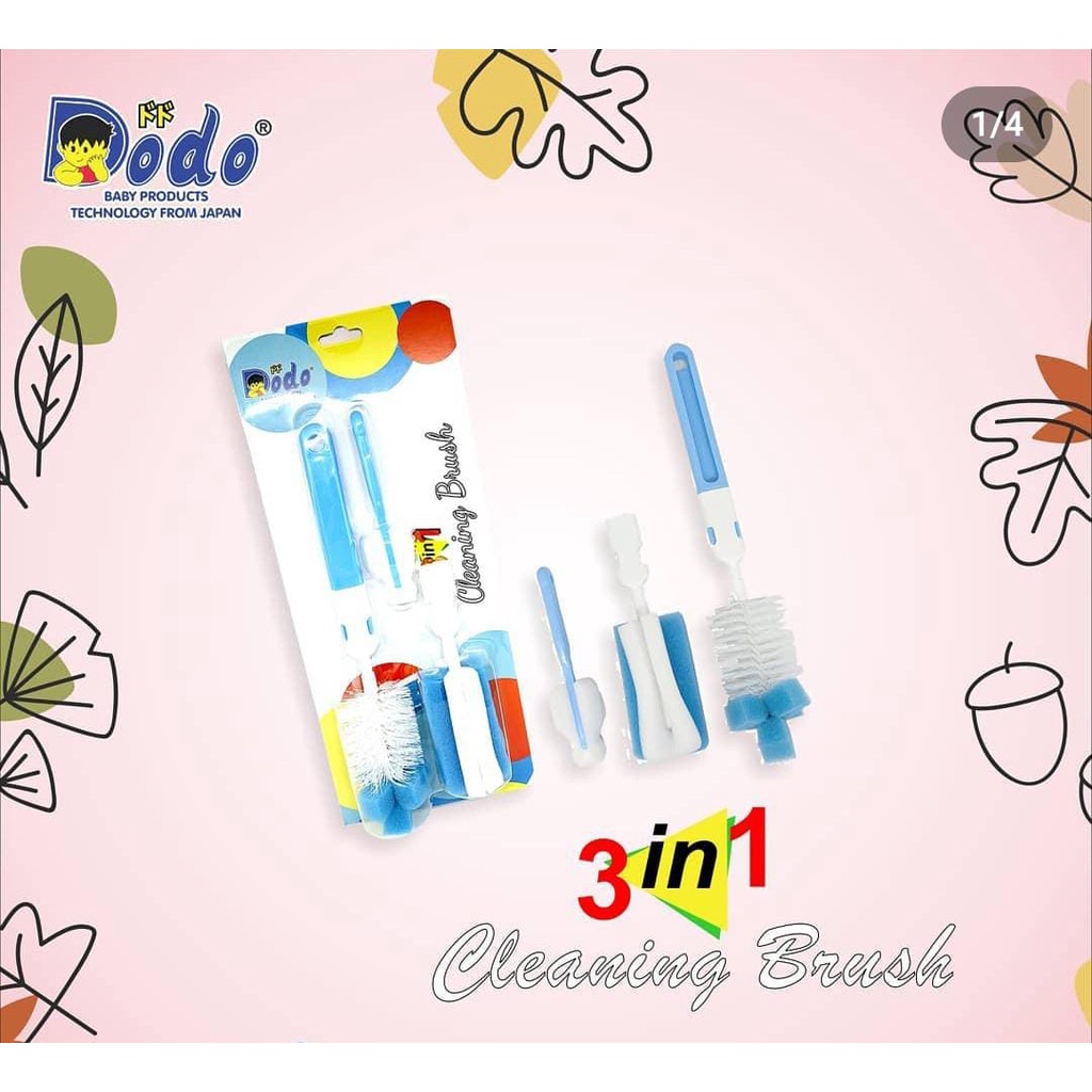 Dodo 3 in 1 Cleaning Brush / Sikat Botol Susu Set 3 in 1