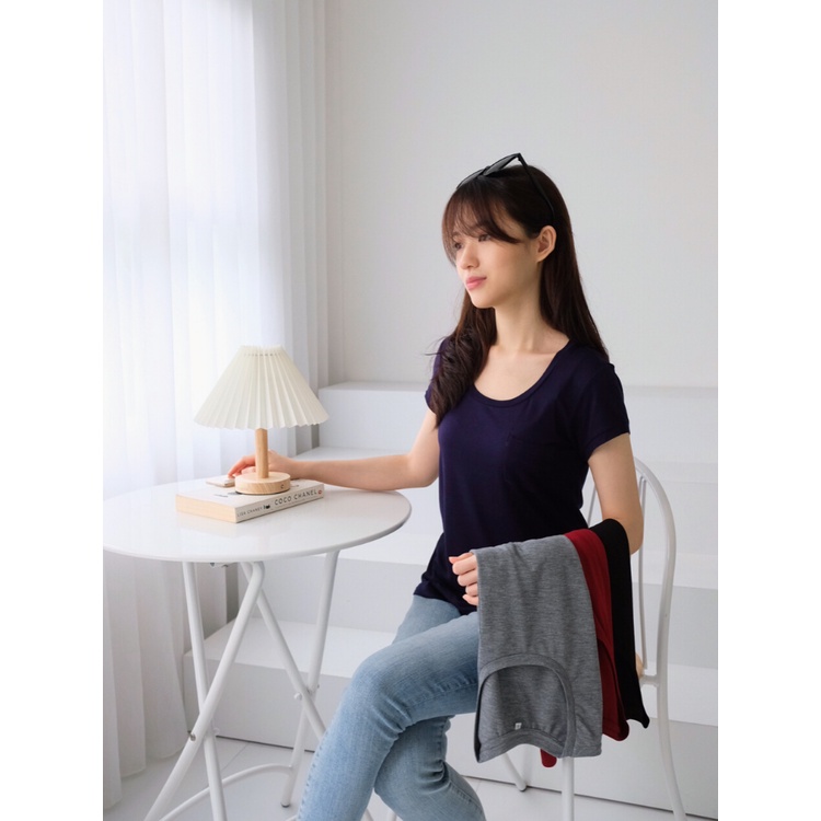 Kadaka T-0409 Tshirt Kaos Wanita Rayon Detail Pocket