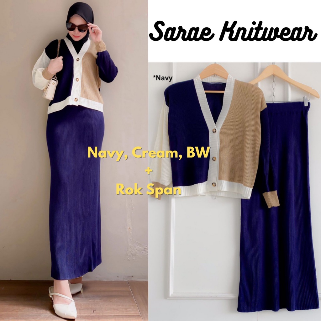 Shania OneSet Setelan Rajut Wanita Premium Tebal Halus Realpict Best Seller 1 Set Cardigan Rok Span 2in1 Korean Style