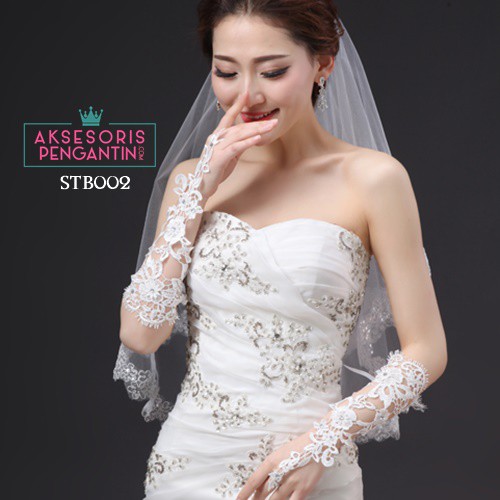 [READY STOCK] AKSESORIS WEDDING SARUNG TANGAN PENGANTIN LACE FINGERLESS PUTIH STB002