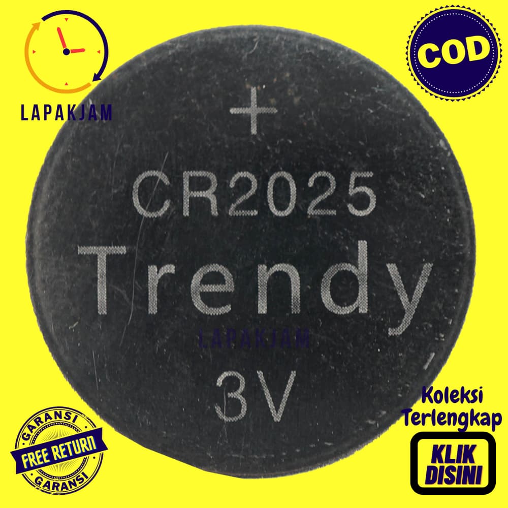 Batu Baterai Jam Tangan Trendy CR 2025 Batre Original Awet Silver