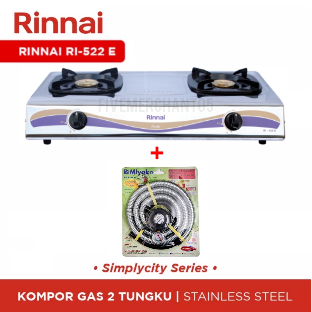 Kompor Gas Rinnai Stainless RI 522E Kompor Stainless Rinnai Kompor Rinnai 522E Kompor Rinai RI 522 E