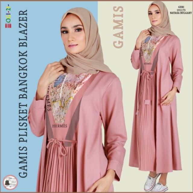 Gamis Bangkok  Plisket  Voal Motif