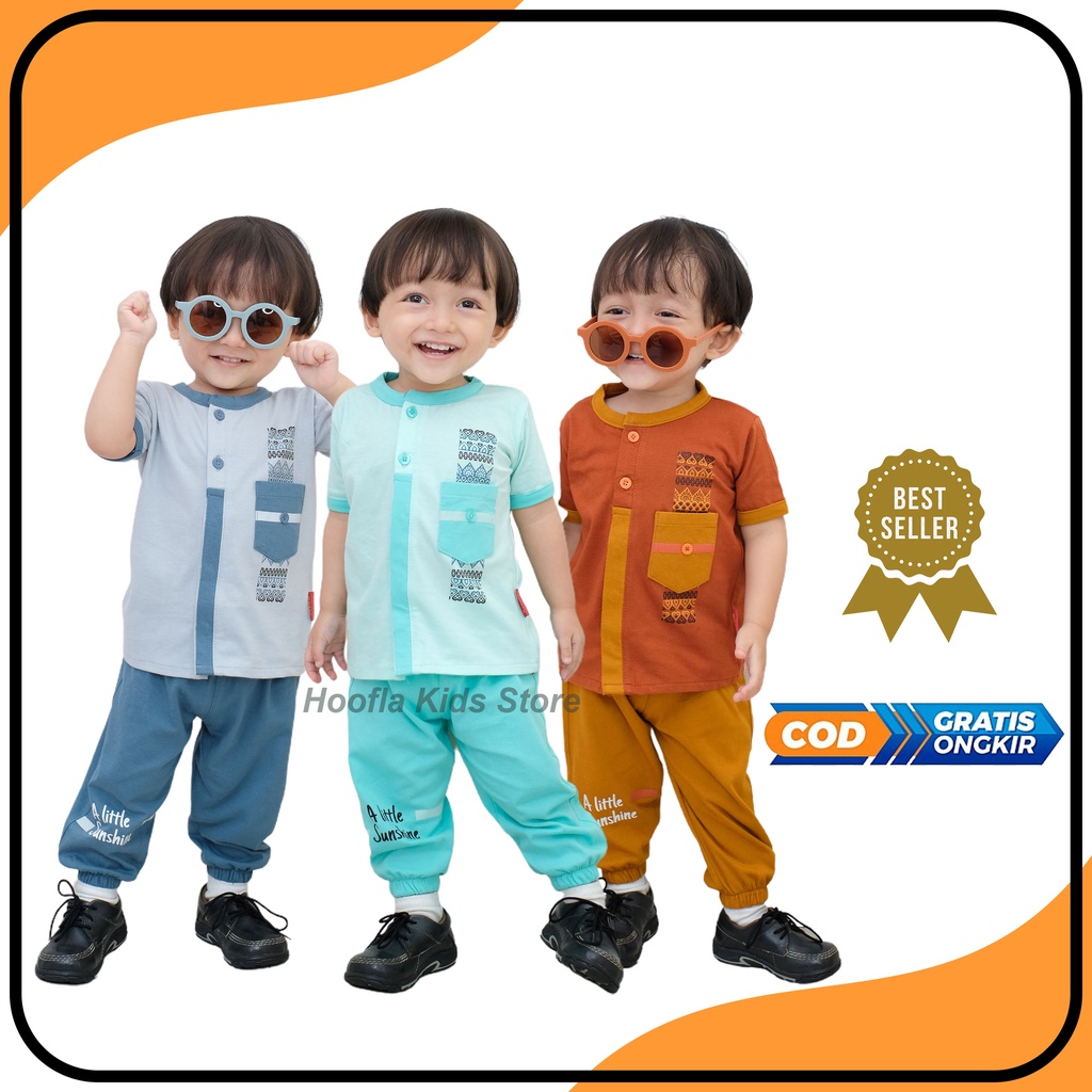 Setelan Baju Koko Baby Series Hoofla Kids / Koko Kaos Anak Balita Bayi Laki - Laki Cowok Hooflakids