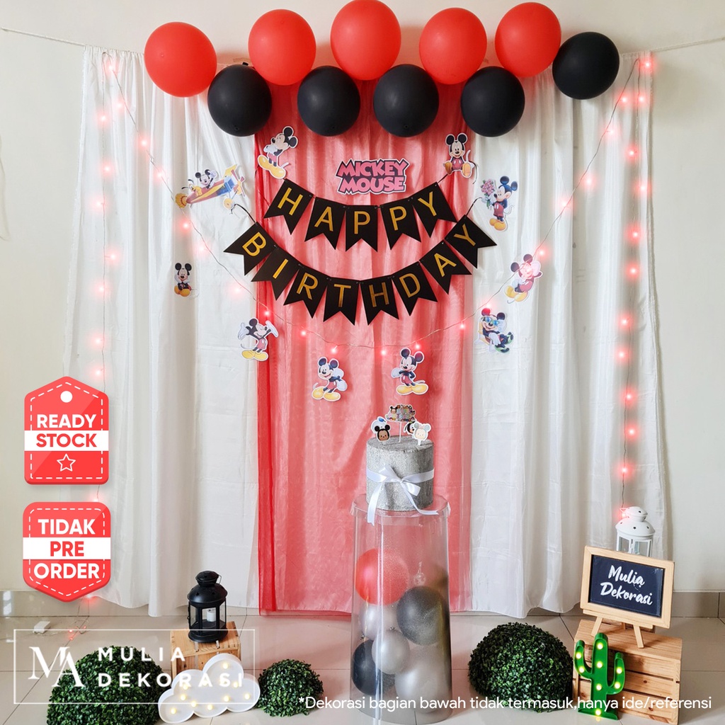 Dekorasi Backdrop Ulang Tahun Pesta Anak Tema Mickey Mouse
