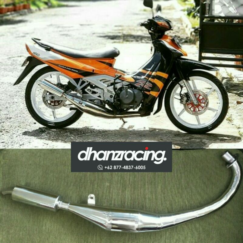 KNALPOT SATRIA 2 TAK LUMBA - HIU DHANZ RACING MODEL STANDAR RACING FULL CHROME