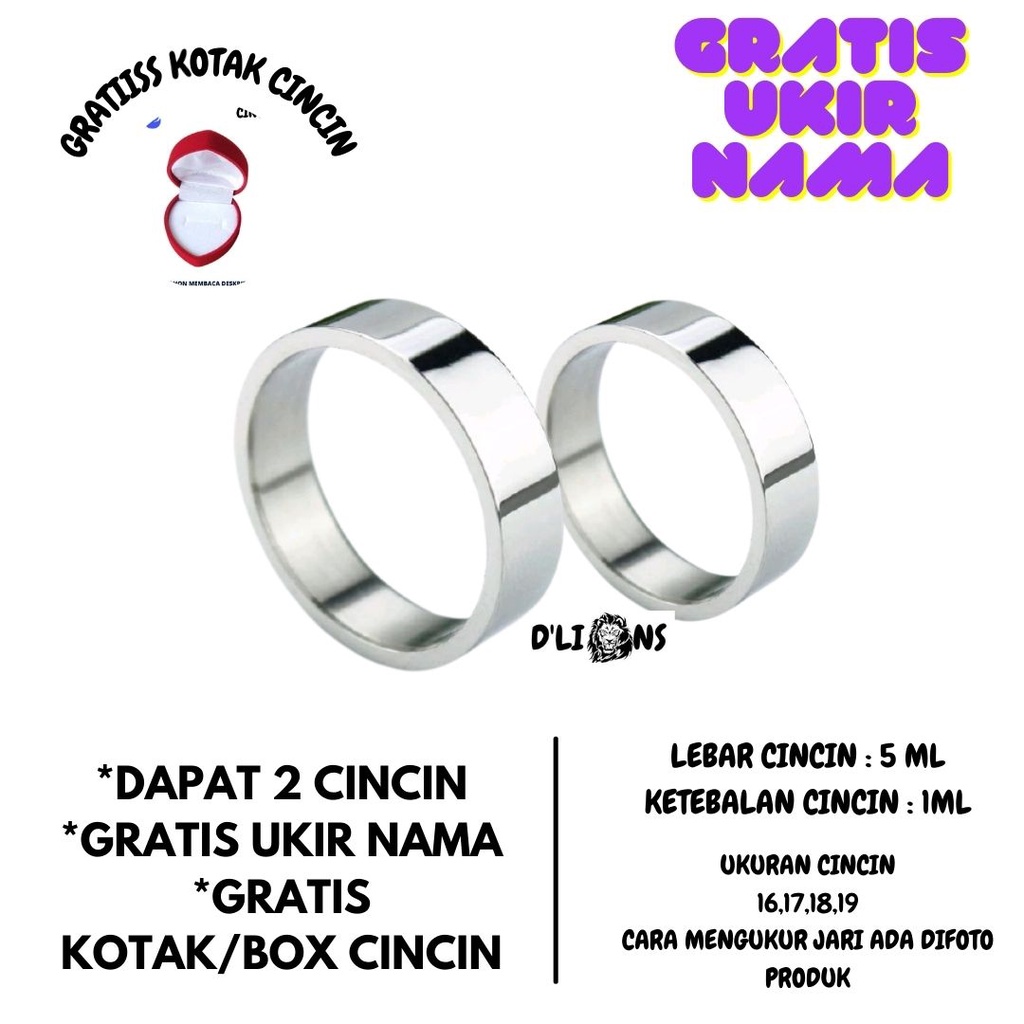 CINCIN COUPLE TITANIUM.CINCIN NAMA.CINCIN PASANGAN.CINCIN WANITA.CINCIN TITANIUM GRATIS BOX