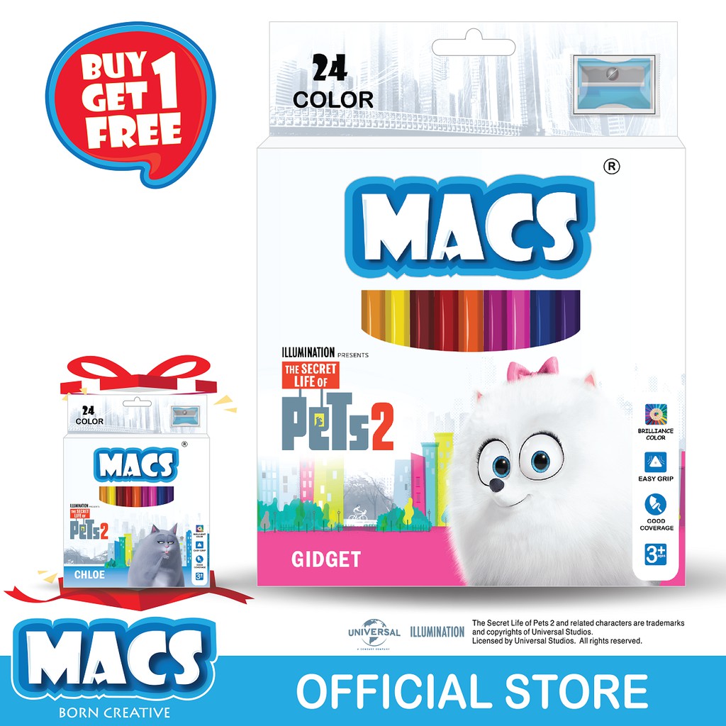 

MACS Pensil Warna segitiga Secret Life of Pets 24 colors BUY 1 GET 1 FREE