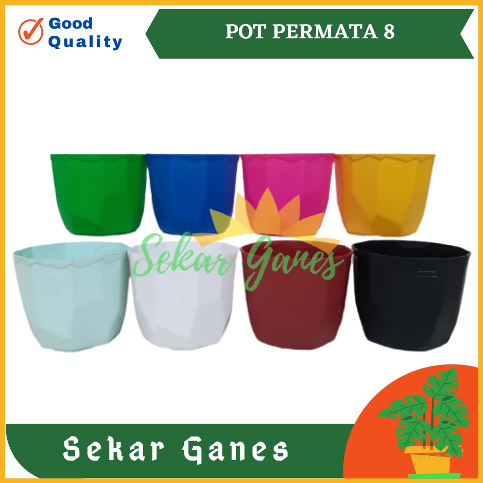 SEKARGANES Pot Permata 8CM Putih Hijau Mint Biru Pink 8 Cm Putih Murah Uk Mirip Pot Tawon 10