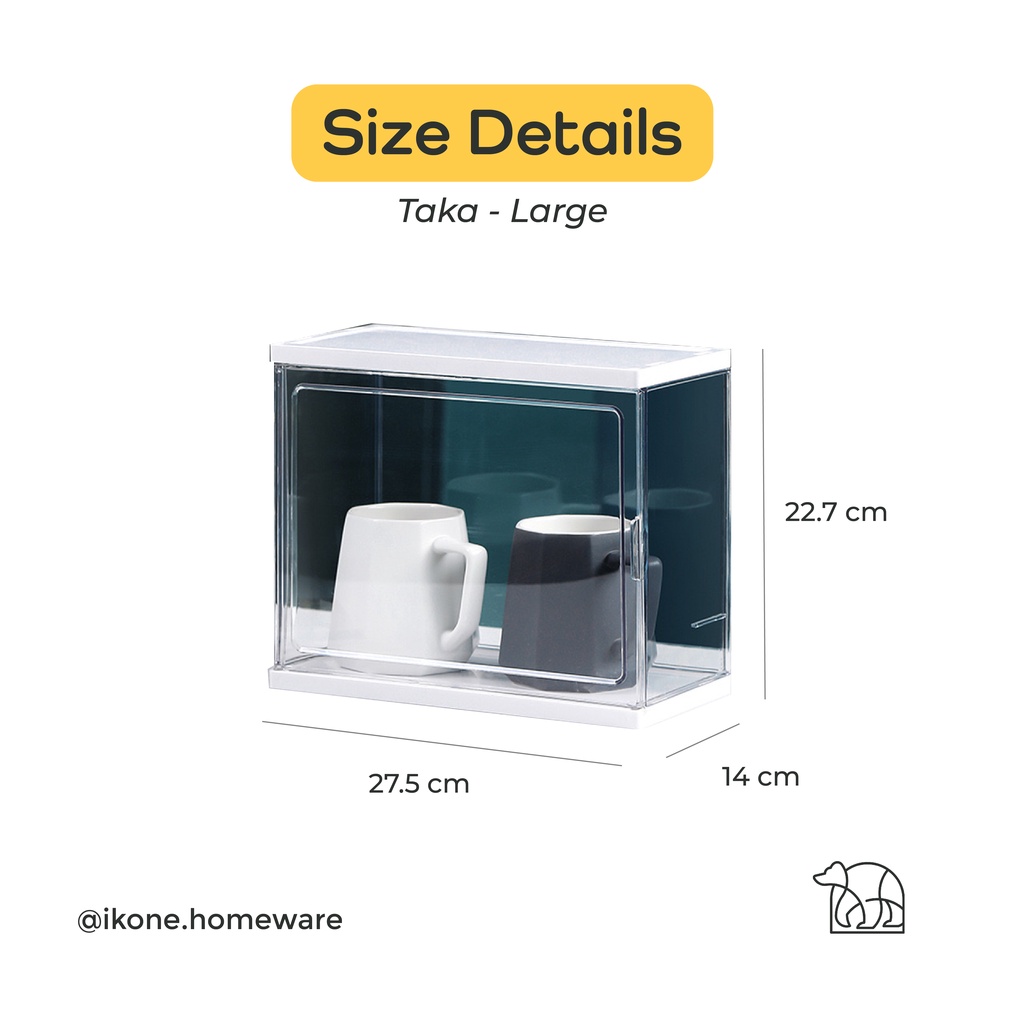 【IKONE】TAKA Glass Organizer Tempat Gelas Rak Organizer PET Transparan Rak Dapur Serbaguna Container Box Transparent Premium Berkualitas Kotak Penyimpanan Bening Estetik Storage Box Serbaguna Penutup