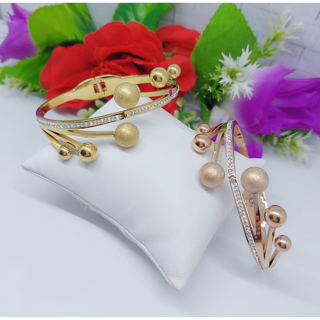 Titanium set gelang dan cincin bola perhiasan wanita Jewelry 0067