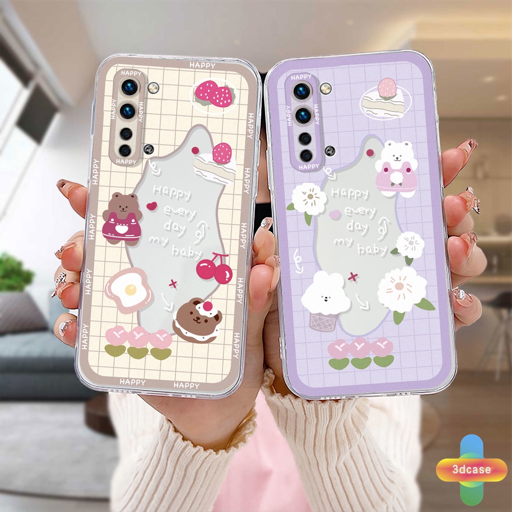 Soft TPU Case Realme C11 2021 C21Y C31 C35 C15 C21 C25 C20 C3 C12 C2 C25S 5S 5 5S 5i C17 7i C1 C25Y C2 C3i 6i C20A realme Narzo 20 10 10A 20A 30A A7 A5S A15 A16 Y12 Y20 Y15S A03 Lover Wavy Edge Cute Bear Rabbit Back Cover