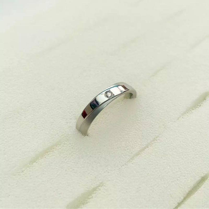 Cincin Tunangan Titanium Mata Satu/Cincin Titanium Asli/Cincin Anti Pudar