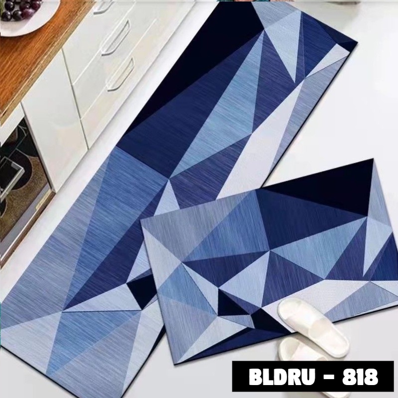 FLEUR-ID - 1 SET PREMIUM BLUDRU (40*60 CM & 40*120 CM) KESET DAPUR LEMBUT ANTI SLIP-BLDRU - 818