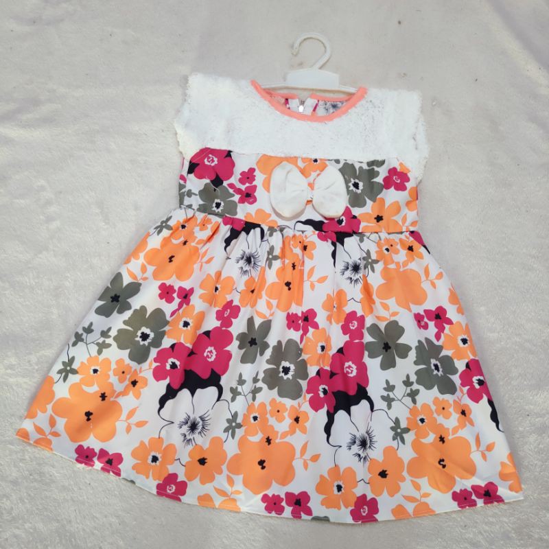 Dress anak cewek 1 2 tahun pakaian anak perempuan baju anak (dress melati bulu )