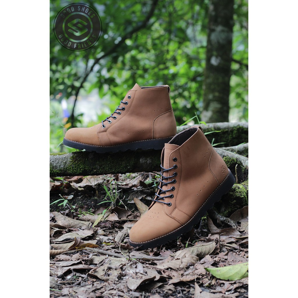 Sauqi Barbados Sepatu Boots Pria Kulit Asli (CH) Tan