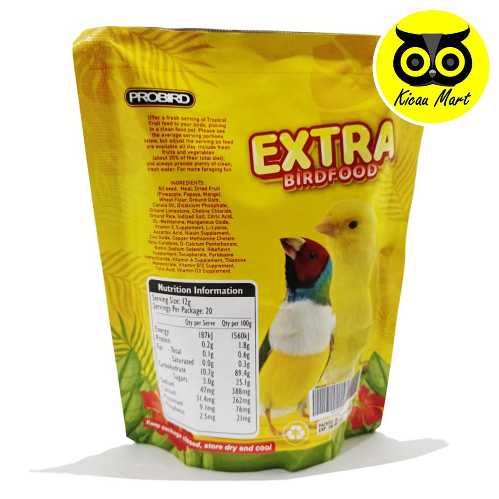 PAKAN EXTRA BIRD FOOD FRUITY BLEND PROBIRD MAKANAN HARIAN BURUNG KENARI FINCH PLECI TROPICAL EXFRTB