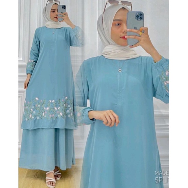 Gamis Melayu Malaysia Zalina Bordir Premium