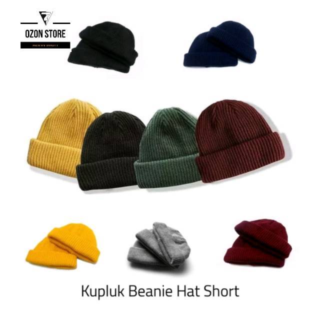 Topi Kupluk Beanie Hat RAJUT Polos Bahan WOOL Halus HITAM