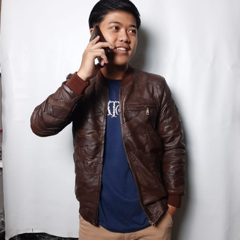 Jaket pria kulit domba asli Garut | Jaket motor | jaket kulit domba asli | jaket sambung abrag |