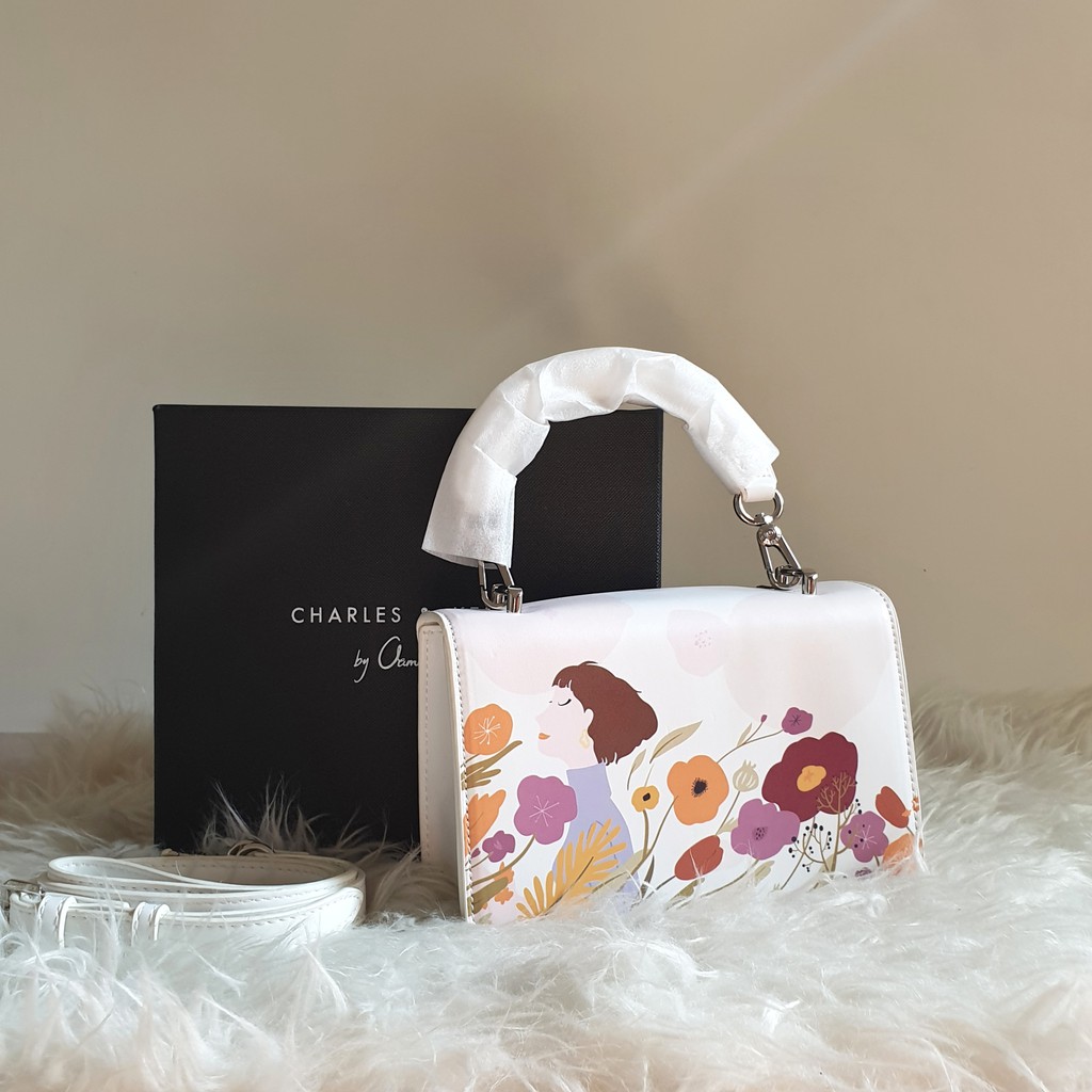 LIMITED Tas Charles CNK Ck Top Handle Floral Oamul Print Illustration Bag