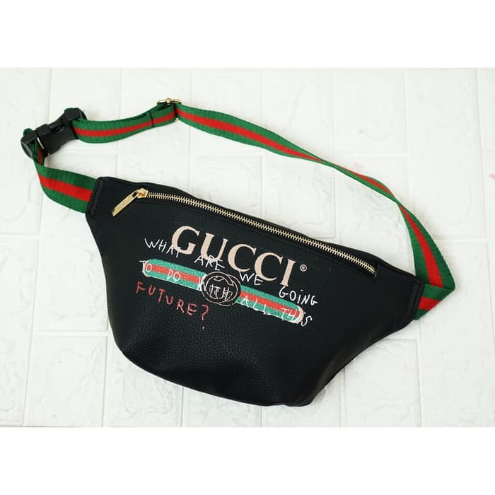 TAS WANITA IMPORT TAS GUCCI COCO CAPITAN LOGO WAIST BAG MEDIUM IB - Hitam