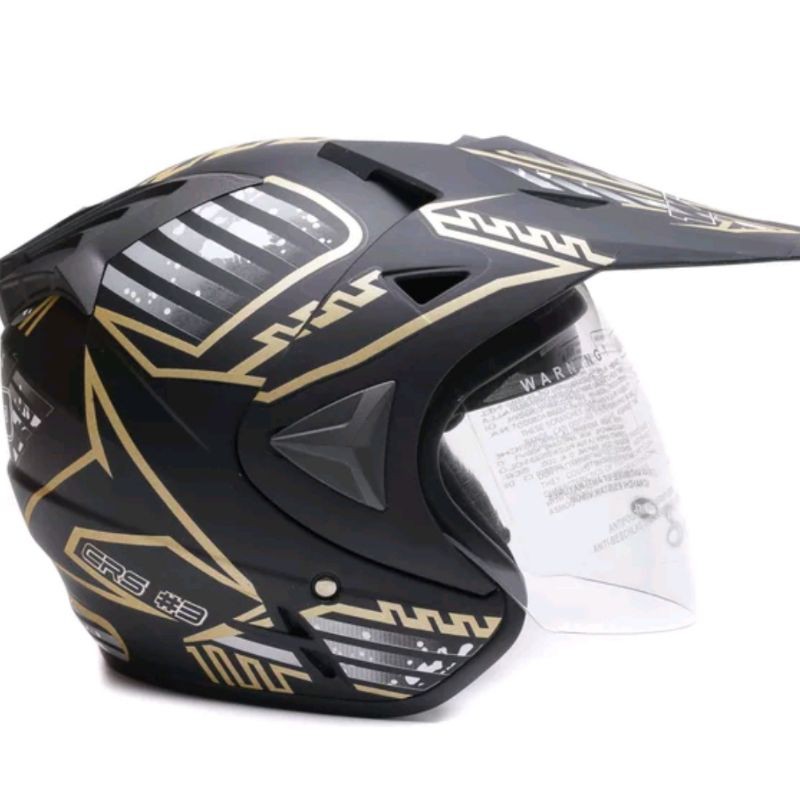 Helm semi cross WTO Hitam Gold