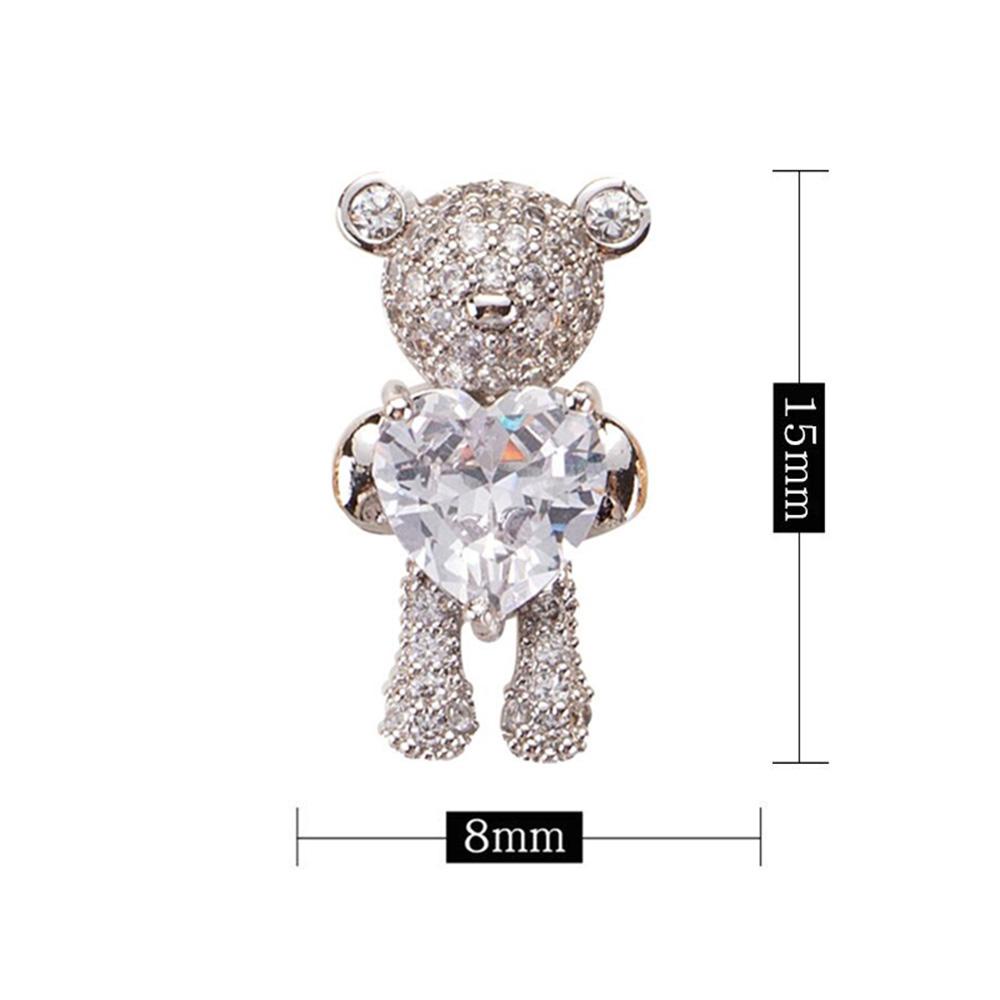 Mxbeauty 3D Kuku Berlian Imitasi Mewah Desain Manicure Shiny Bear Detak Jantung