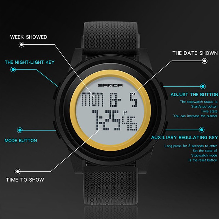 SANDA 337 Jam Tangan Pria Digital Shockproof Tali Rubber Anti air WATCHKITE WKOS
