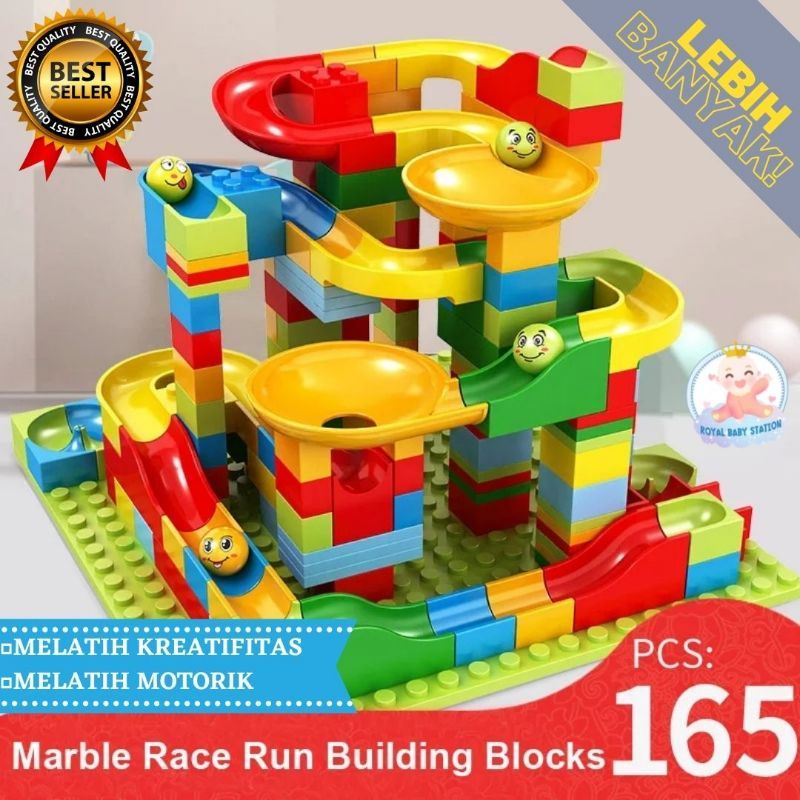 165 pc Mainan Marble Run Blok Seru