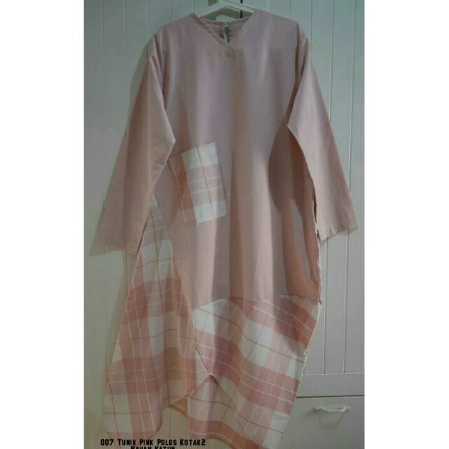 Tunik Pink Polos Kotak