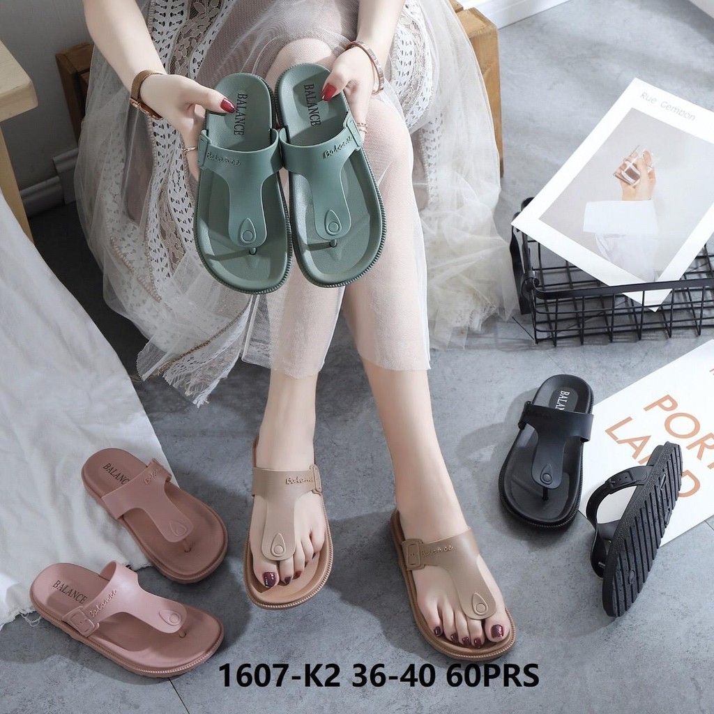 (COD) Sandal Jepit Karet Jelly Import Wanita Balance 1607-K2