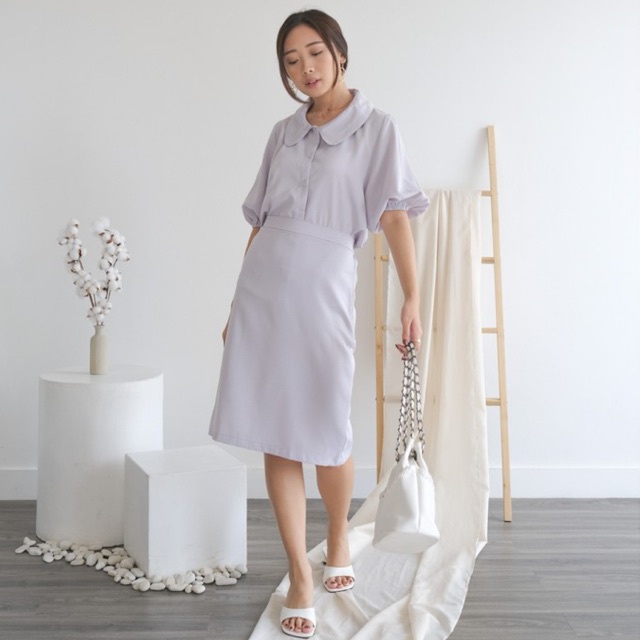 Fany Set - Set Baju Korea Atasan Kemeja Dan Rok Selutut