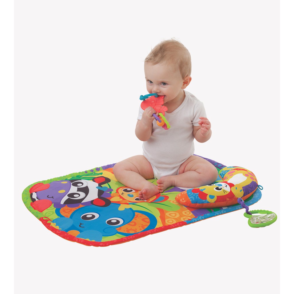 Playgro Grow'n Play Zoo Play Time Tummy Time Mat and Pillow