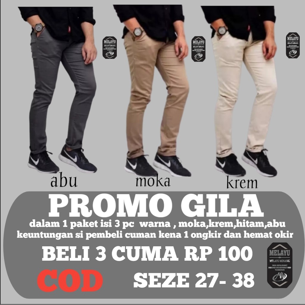 PROMO ISI 4 PC CELANA BAHAN | KERJA | CHINOS KANTOR | PANJANG | HITAM | DASAR PRIA SLIMFIT COD_