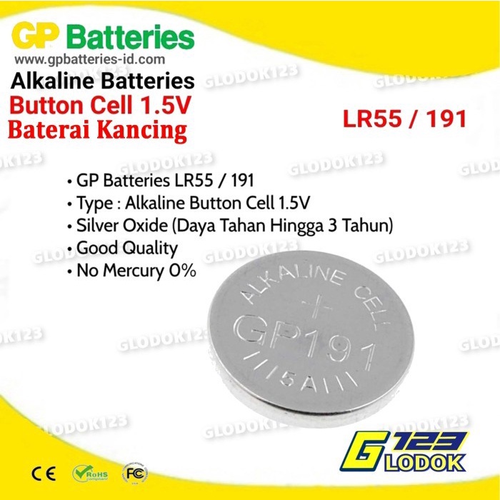 Baterai Kancing Alkaline 191/LR55/V8GA Original GP Batteries