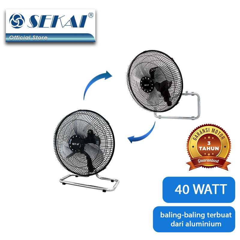 Sekai Kipas Angin Portable Besi Meja Dinding Desk Wall Fan 12&quot; 2In1 HFN 1210