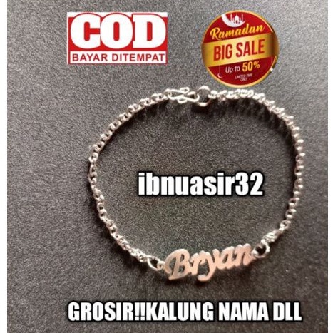 Gelang nama silver Titanium stanles Anti Karat Wanita  aksesoris cewek