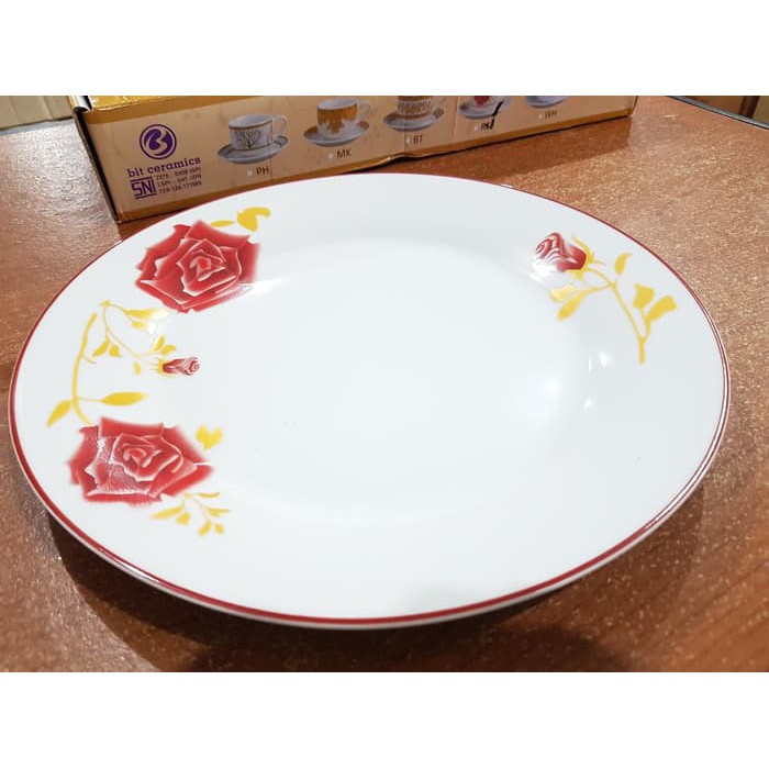 Piring Makan Ceper Keramik 10.1" Motif Mahkota Merk BIt Ceramics