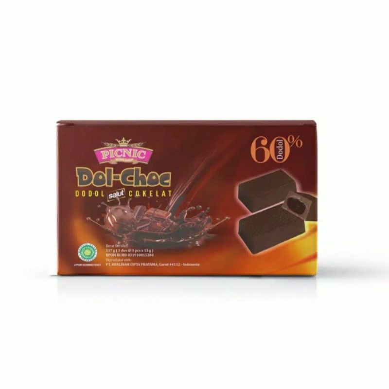 

Dol Choc Picnic 117 Gram - Dodol Garut Picnic Salut Coklat - DolChoc Picnic