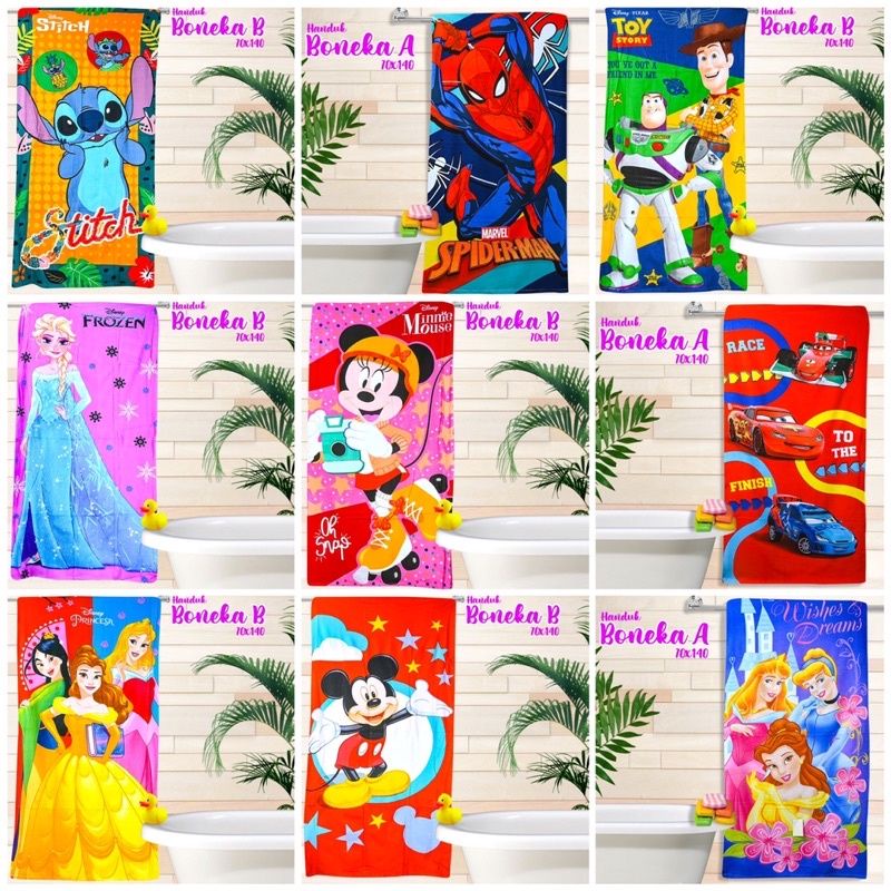 Handuk karakter 70x140 cm / handuk dewasa/ handuk bayi kode 25