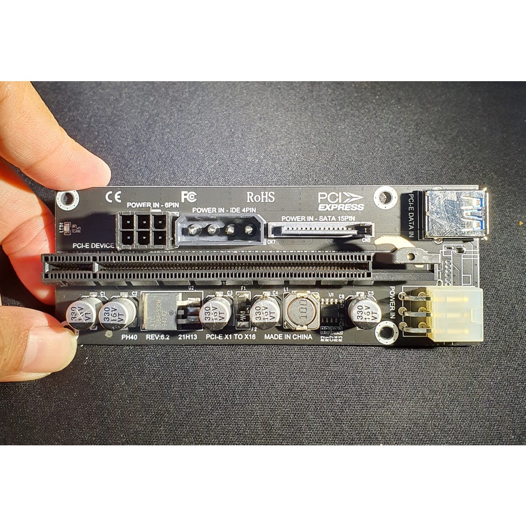 PREMIUM GPU RISER PCIE 6 PIN MINING SATA 15 PIN BEST QUALITY