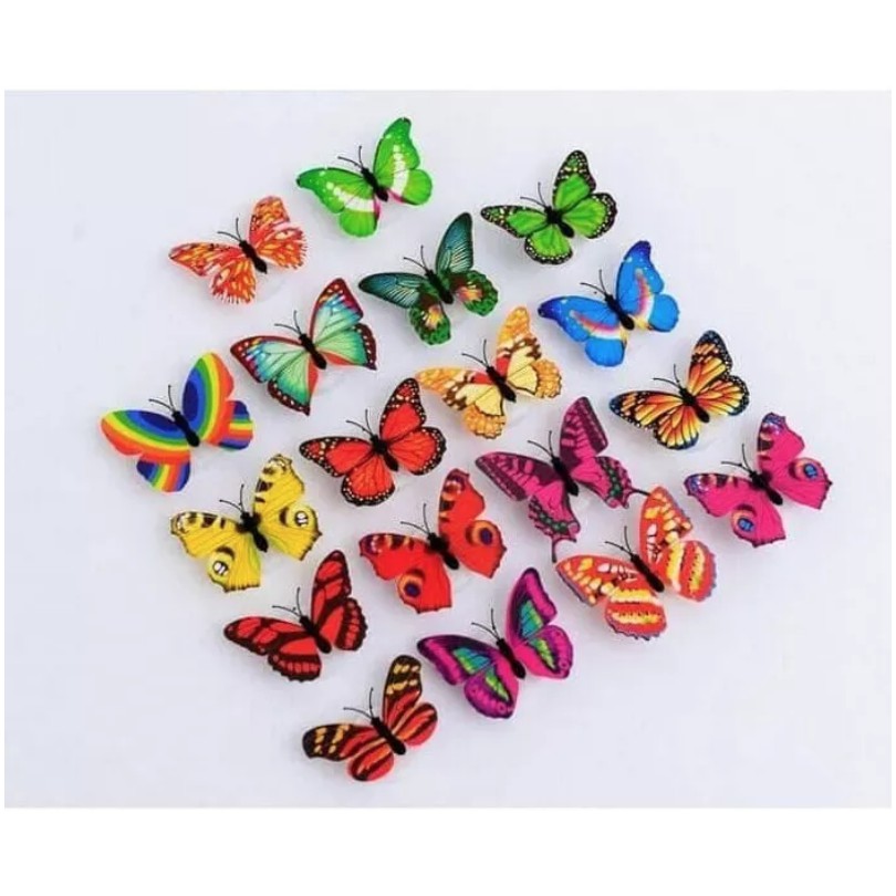 MurmerOfficial Stiker Kupu Kupu Led Dekorasi Lampu 7 Warna Sticker Butterfly Led Light Dekorasi Kamar Tidur Murah Import E003