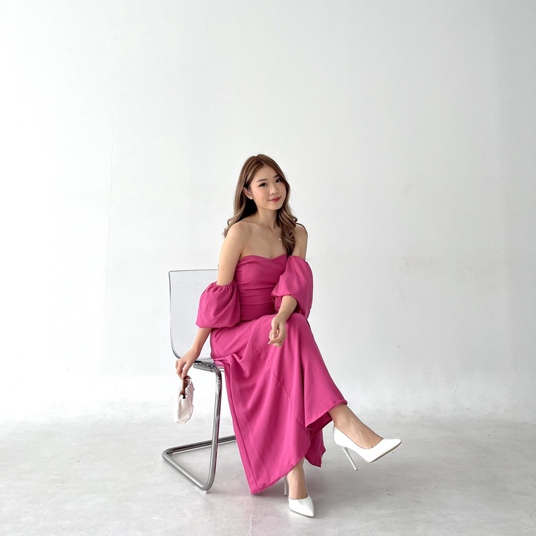 FELICIA BRIDESMAID IN FUSCHIA - PROM NIGHT GOWN - DRESS SEXY KOREA - MIDI DRESS KONDANGAN - DRESS PESTA SEXY MEWAH - WEDDING DRESS - DRESS PAGER AYU - HADIAH / KADO ULTAH CEWEK