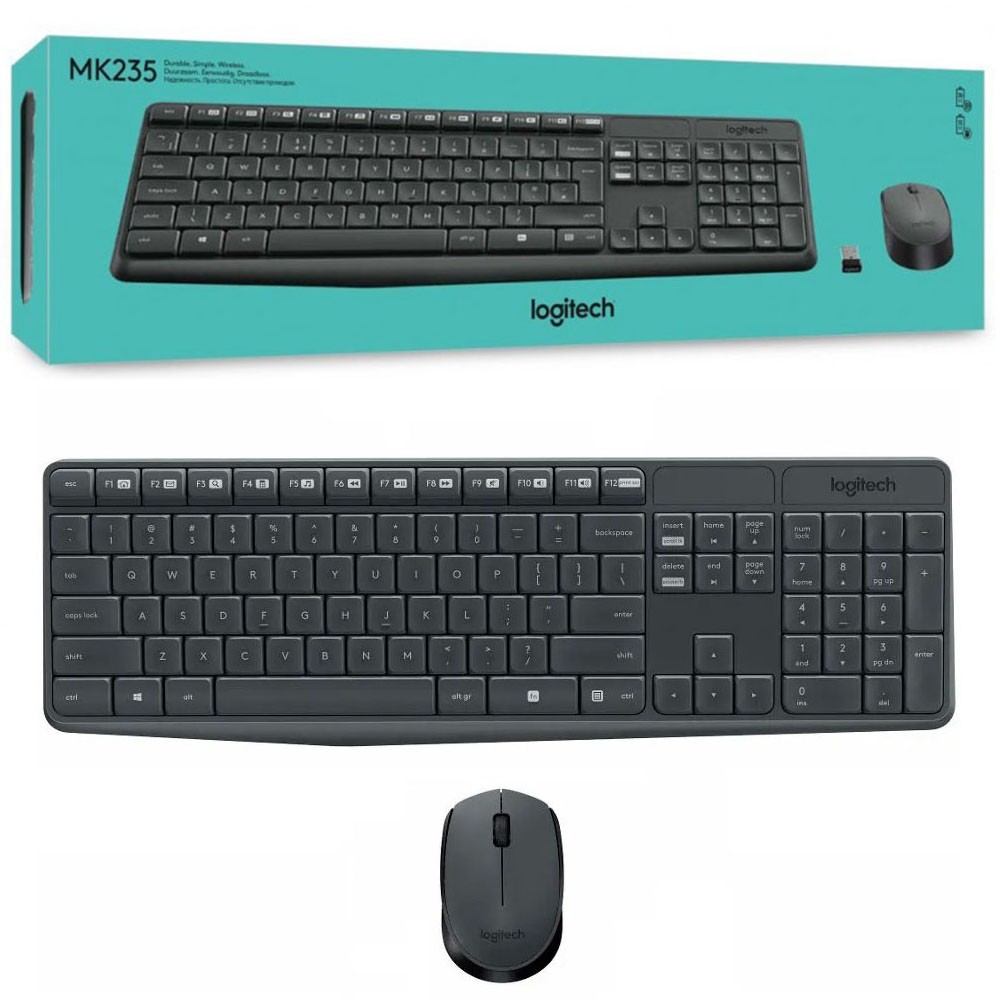 KEYBOARD PLUS MOUSE WIRELESS LOGITECH COMBO MK235