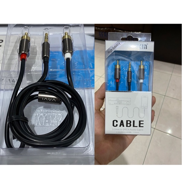 Kabel aux jack 3.5mm to RCA kabel aux 1 ke 2 audio cable