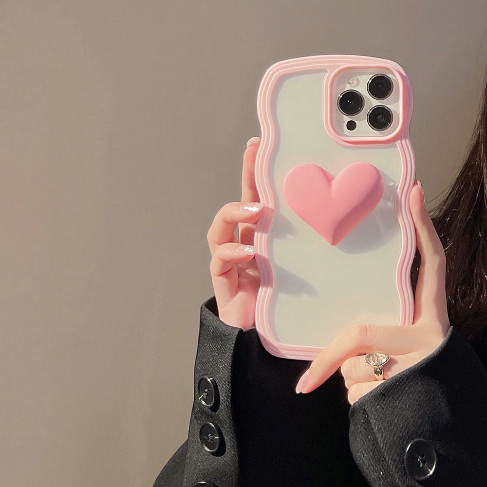 3d Cinta Hati Warna Macaron Transparan Shockproof Musim Panas Phone Case Cover Untuk Iphone X XR XS 11 12 13 14 PLUS PRO MAX