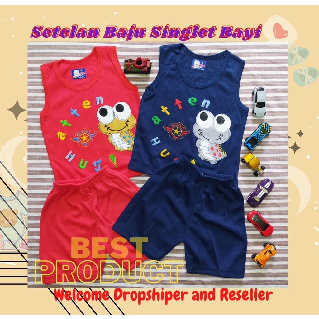 STKT5 Setelan baju bayi kutung Bordir Umur 4 Sampai 15 bulan, Setelan Baju Singlet Bayi, Setelan Pak