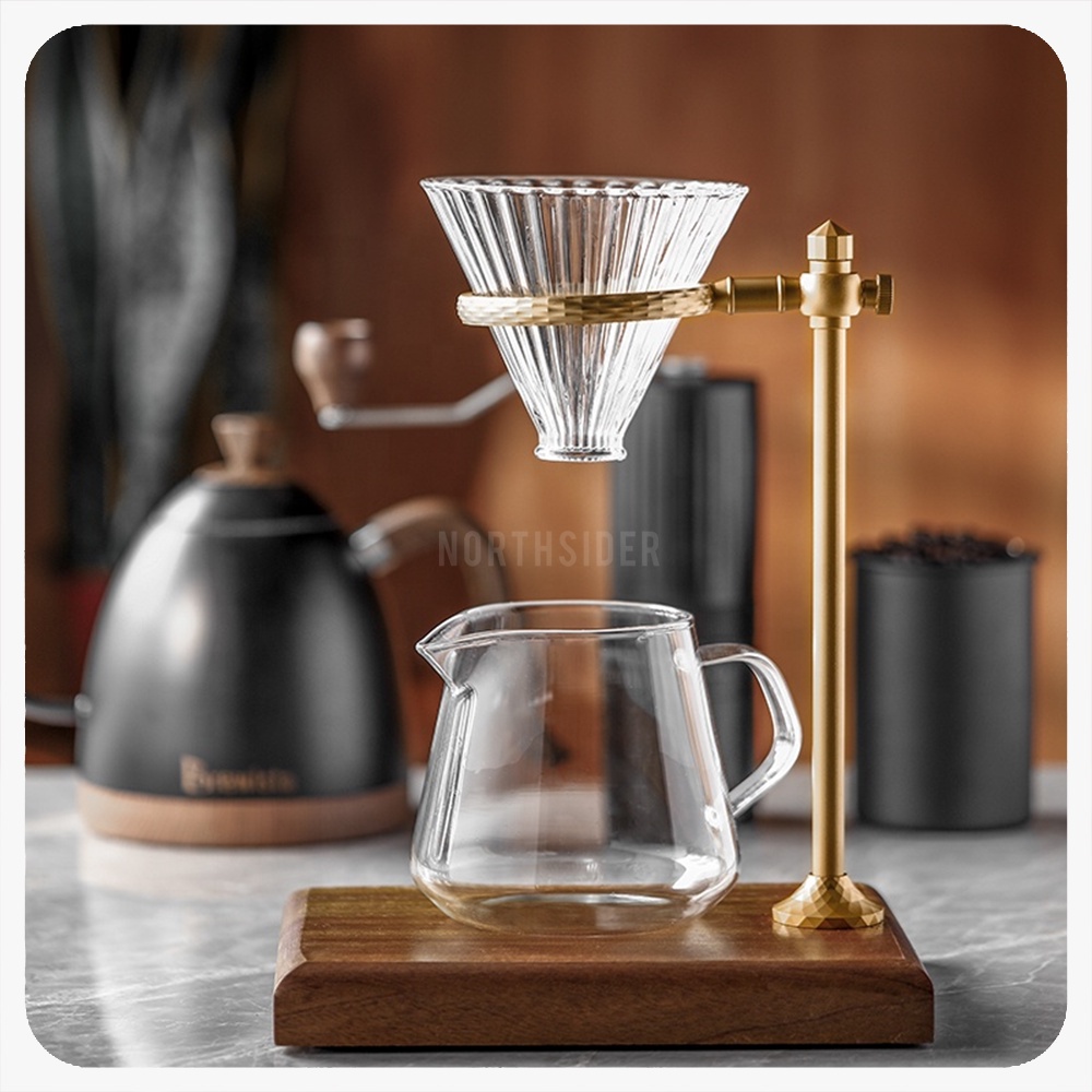 V60 POUR OVER WOODEN METAL DRIPPER STAND ADJUSTABLE | ALAT KOPI LY-DS1